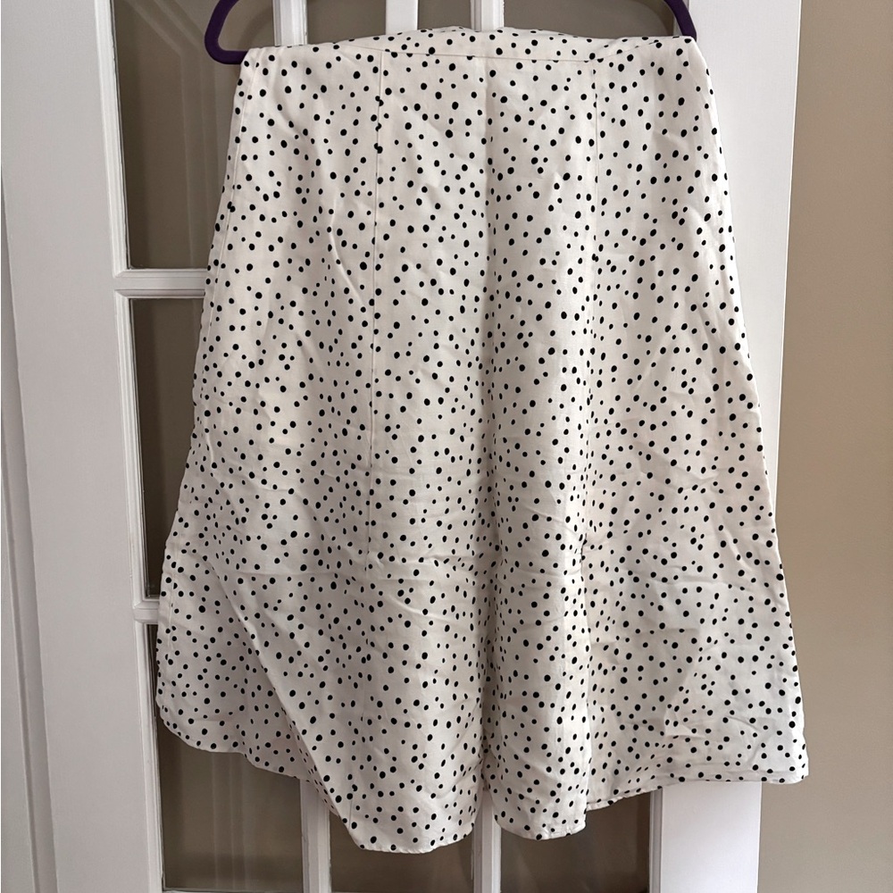 Midi white and black polka dot skirt